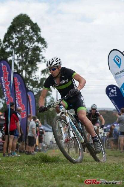 Andrew Lloyd, 24H Solo World Championship runner-up 2013, taking the overall line honours with 24-hour team mate Callum McNamara.