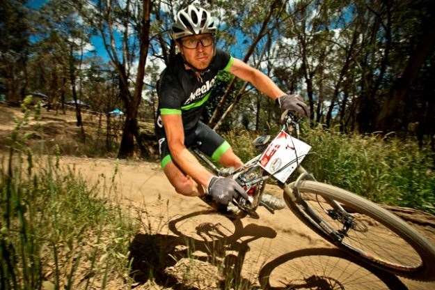 Andrew Lloyd rails through a berm on his way to taking the overall Series victory Photo:Dave Bateman