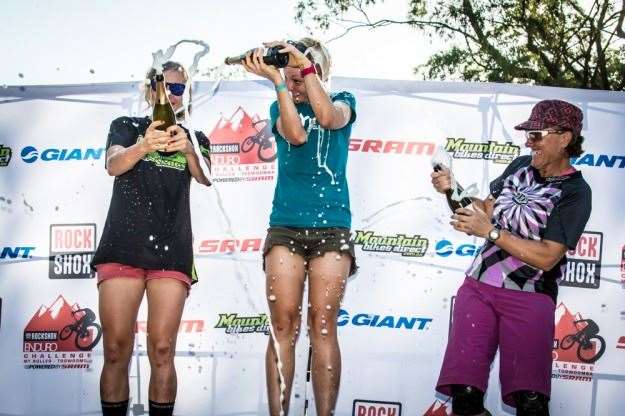 The girls had a lot of fun with the champagne.