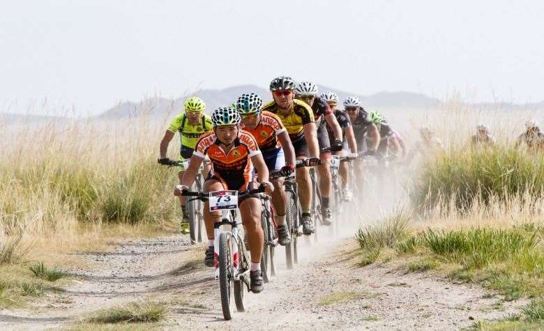 Towards the beginning of a stage at the Mongolia Bike Challenge